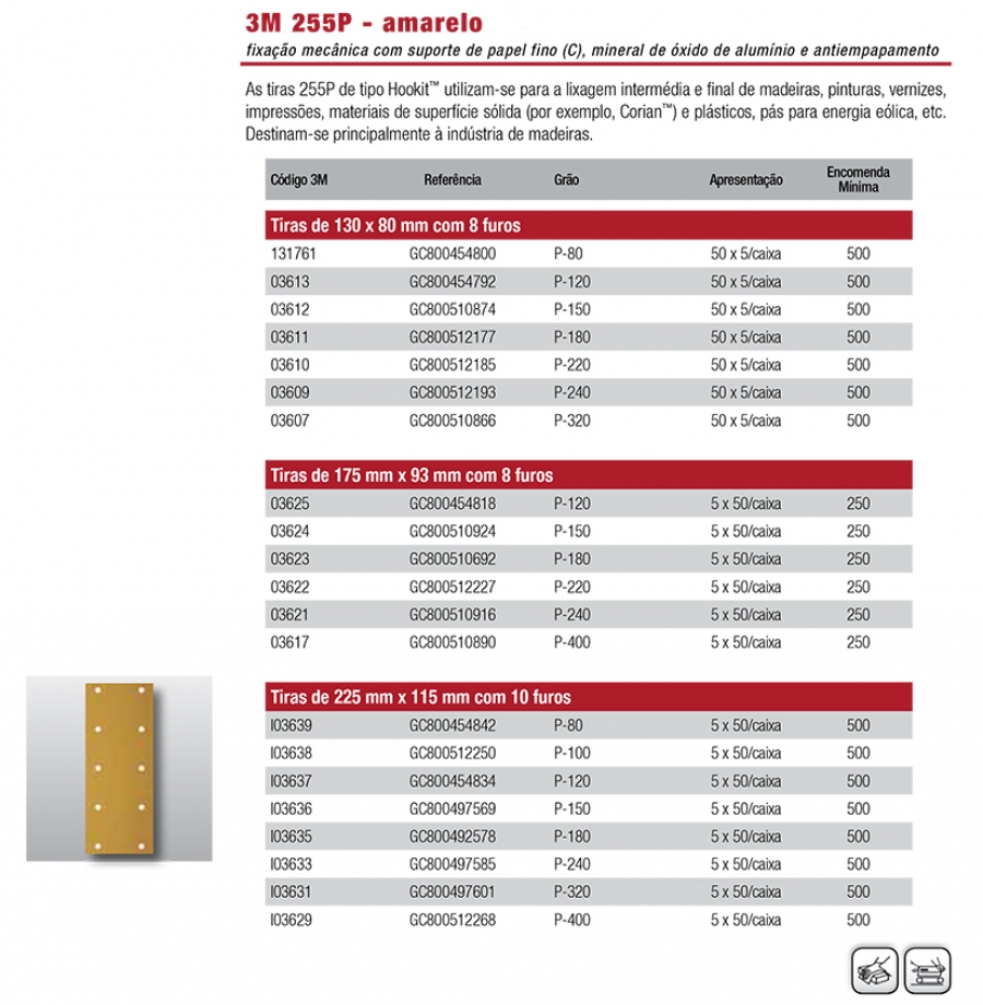 3M 255P - amarelo (tiras)