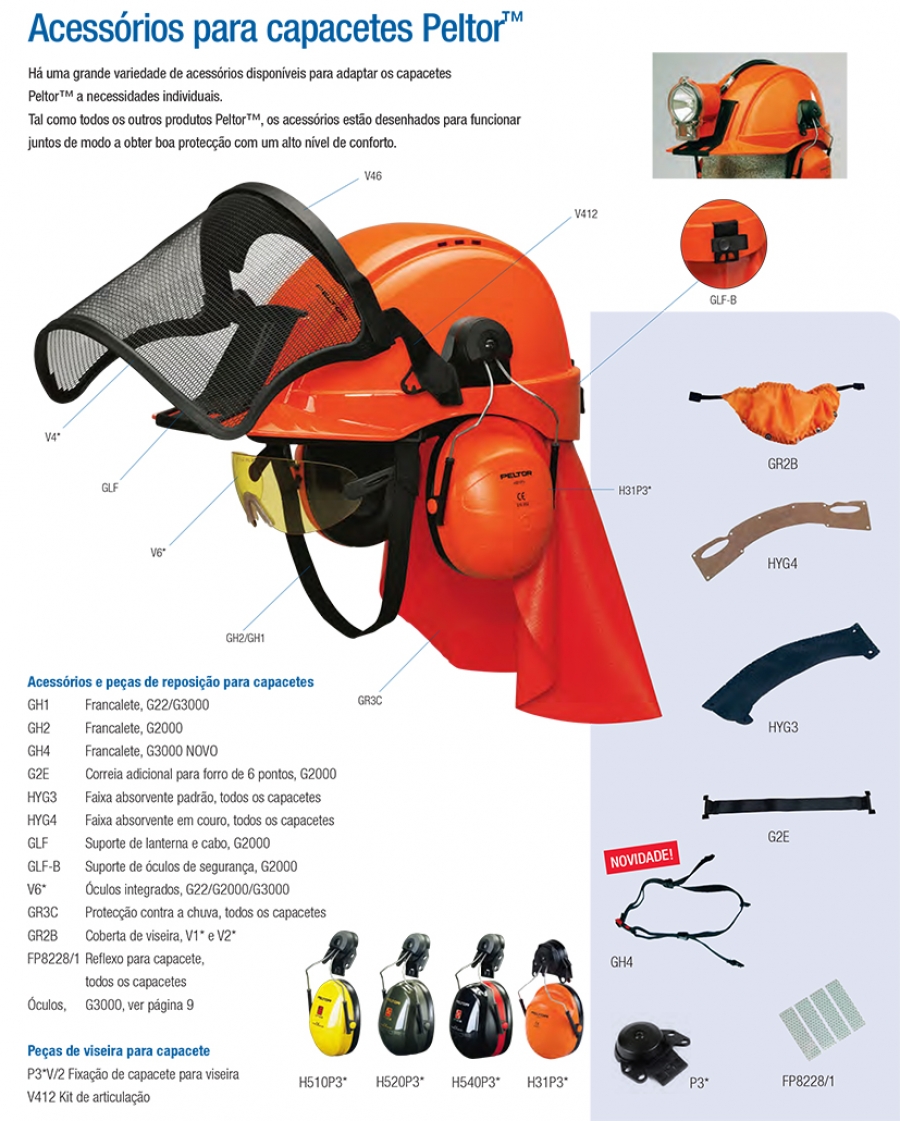 Acessórios para capacetes Peltor™