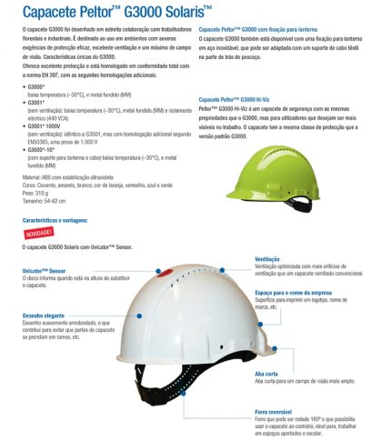 Capacete Peltor™ G3000 Solaris™