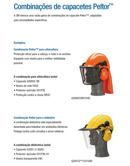 Combinações de capacetes Peltor™