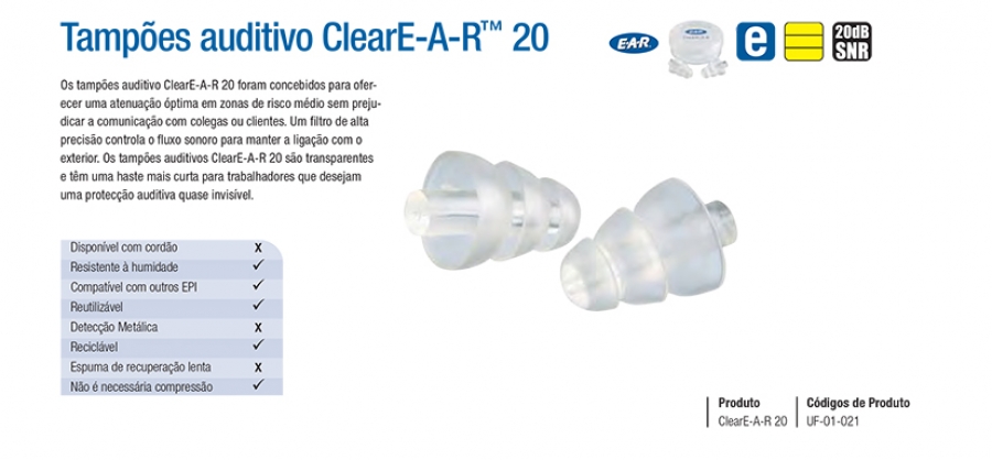 Tampões auditivo ClearE-A-R™ 20