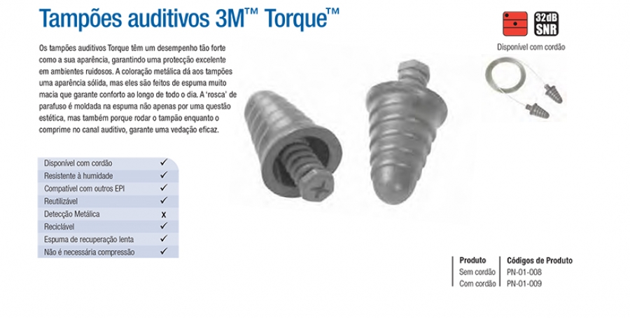 Tampões auditivos 3M™ Torque™
