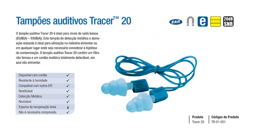 Tampões auditivos Tracer™ 20